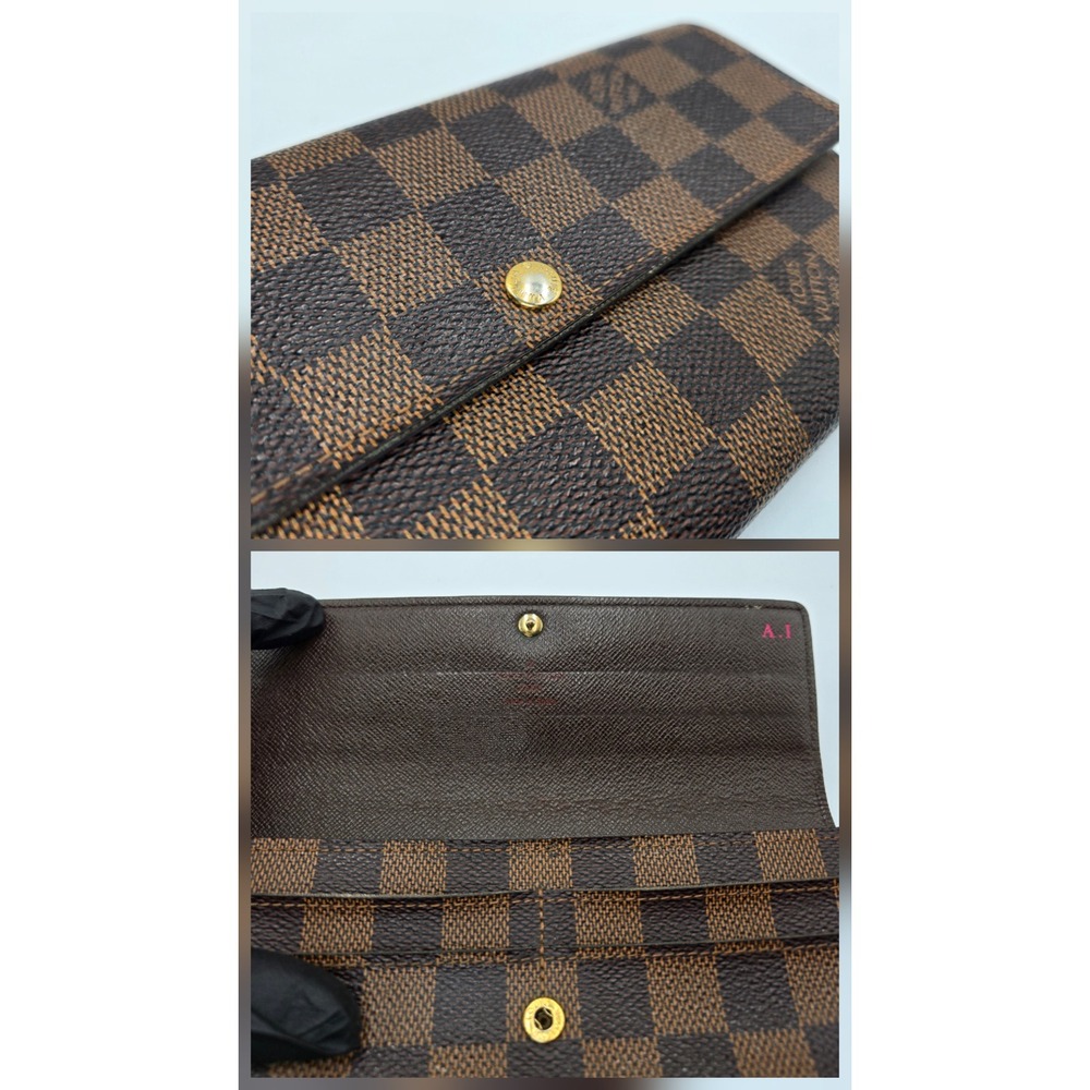 Louis Vuitton Sarah Wallet Damier Ebene Brown Canvas Long Envelope Wallet - Picture 4 of 11